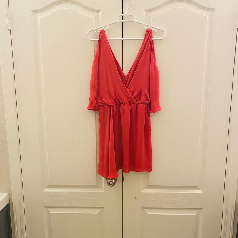Haute Hippie Cold Shoulder Tunic (Soft Red/Orange; Size XS)